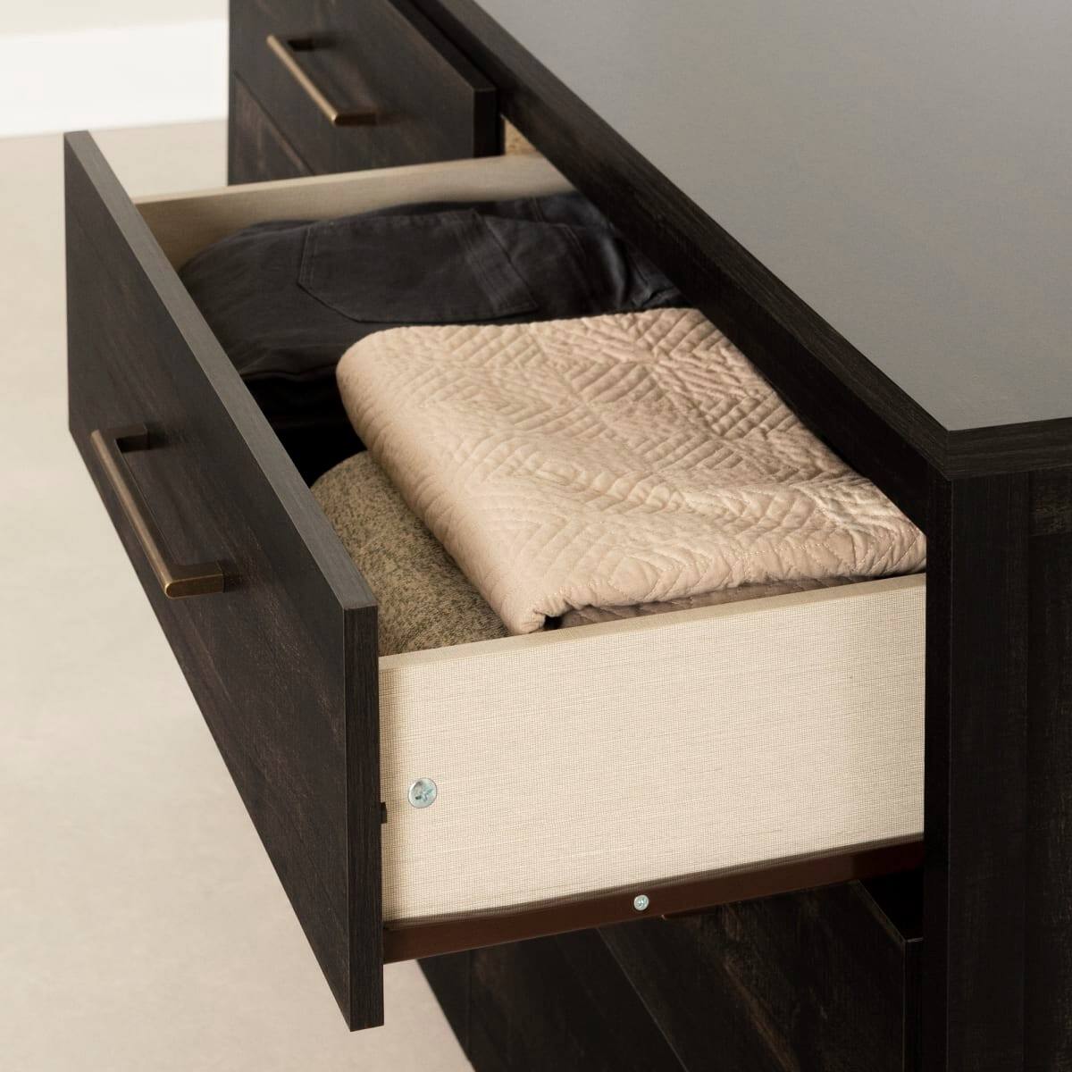 Angle. Hivvago - Hivvago Modern Java 6 Drawer Double Dresser - Brown.