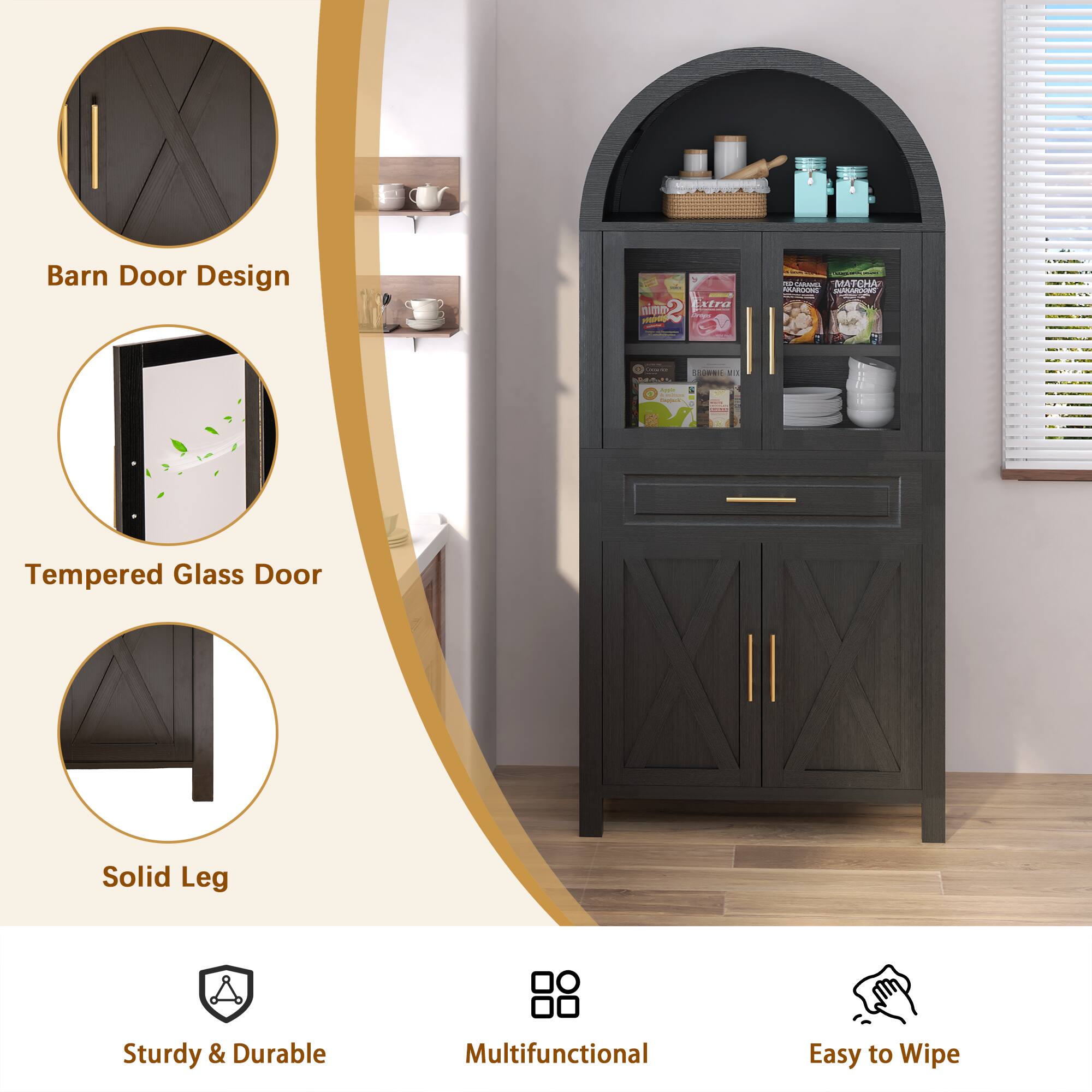 Barn Door Design

Tempered Glass Door

Solid Leg

Sturdy & Durable

Multifunctional

Easy to Wipe
