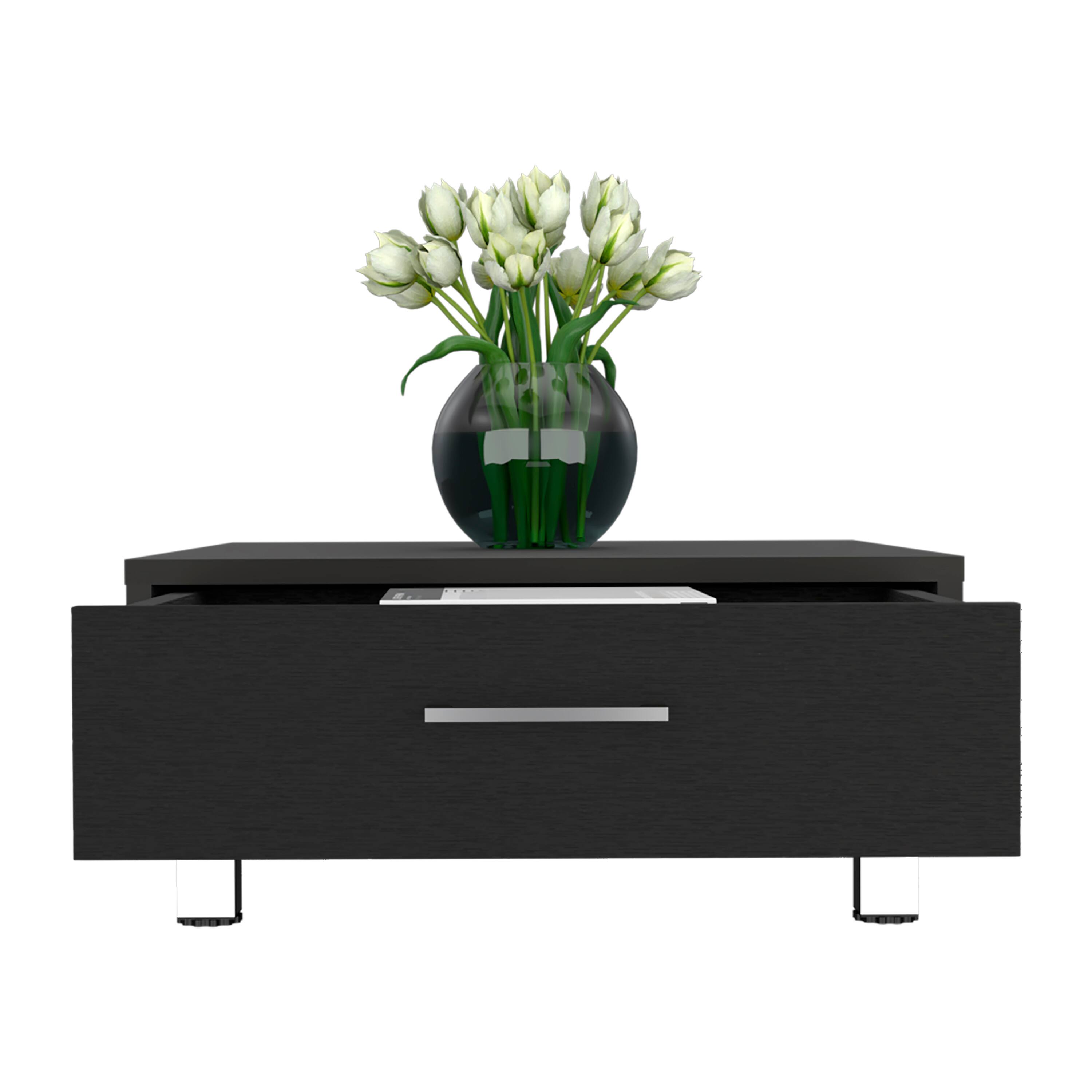 Alt View 2. TuHome - Being Coffee Table, One Drawer, Four Legs - Black.
