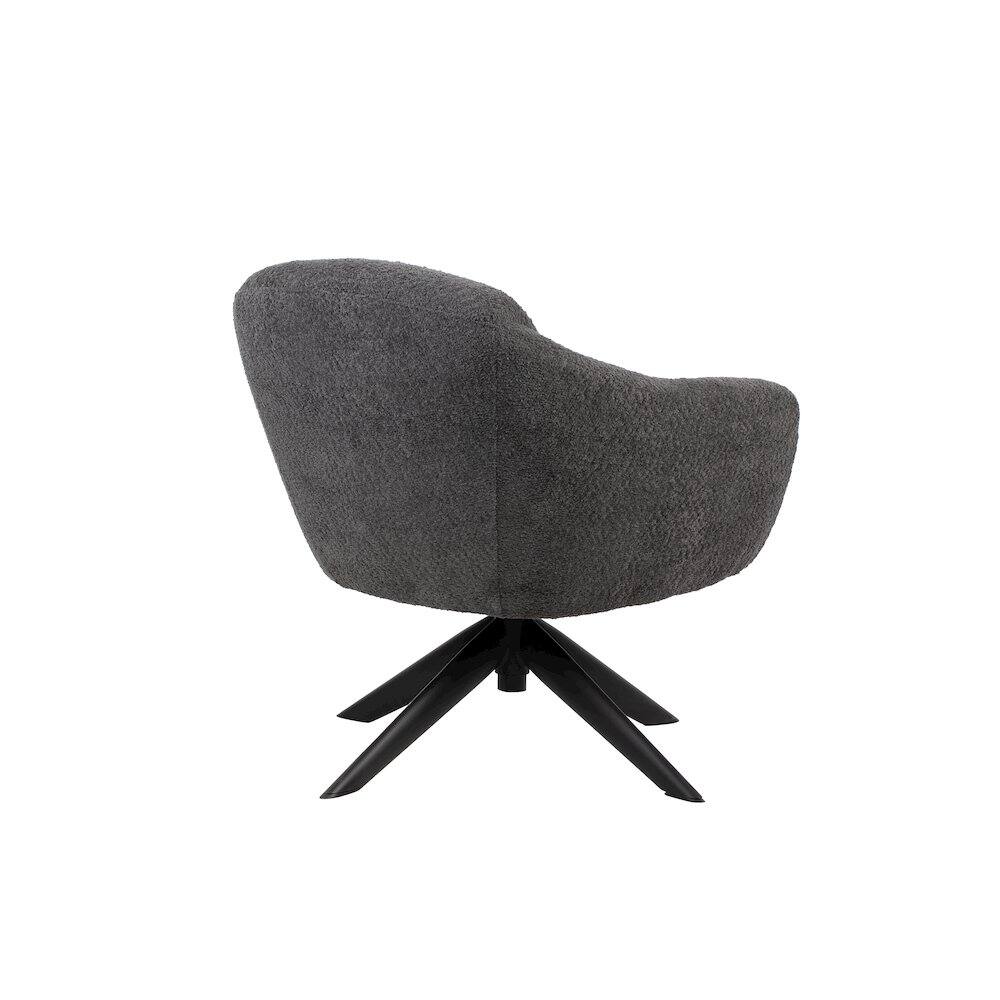 Alt View 3. New Classic Furniture - Fleming Metal and Fabric Swivel Lounge Chair in Gray - Grey.