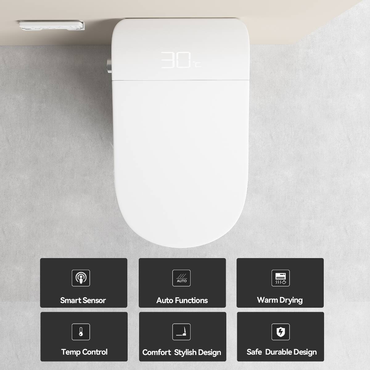 30°C

AUTO

SSSO

Smart Sensor
Auto Functions
Warm Drying
Temp Control
Comfort Stylish Design
Safe Durable Design