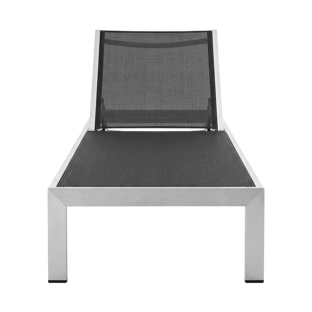Back. Outdoor Escape - Outdoor Patio Aluminum Chaise Lounge Set Of 2 With Cushioned Seat Comfort - Black.