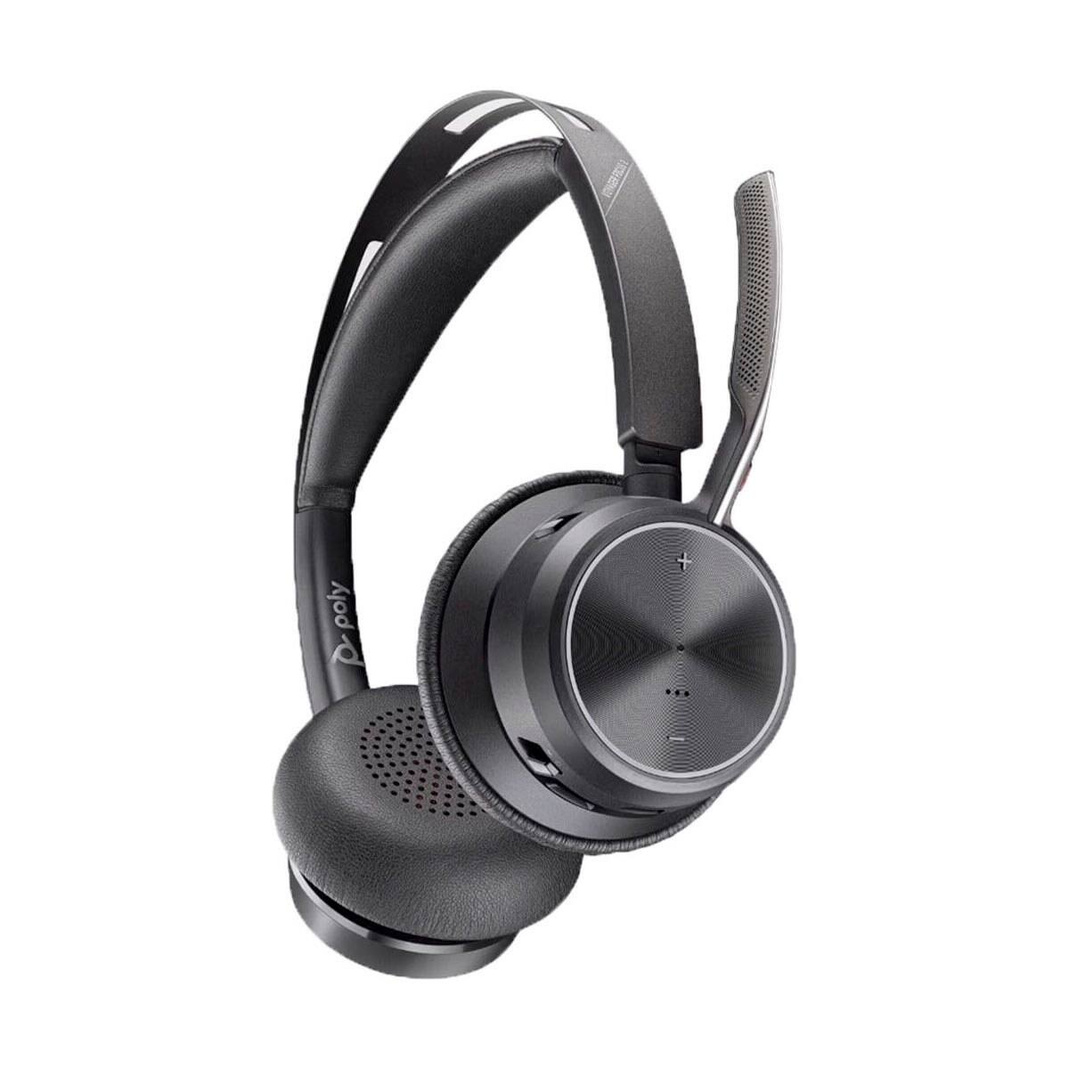Alt View 1. HP - HP Poly Voyager Focus 2 UC Wireless Stereo Headset with USB-C Adapter, Microsoft Teams Certified - Blue.