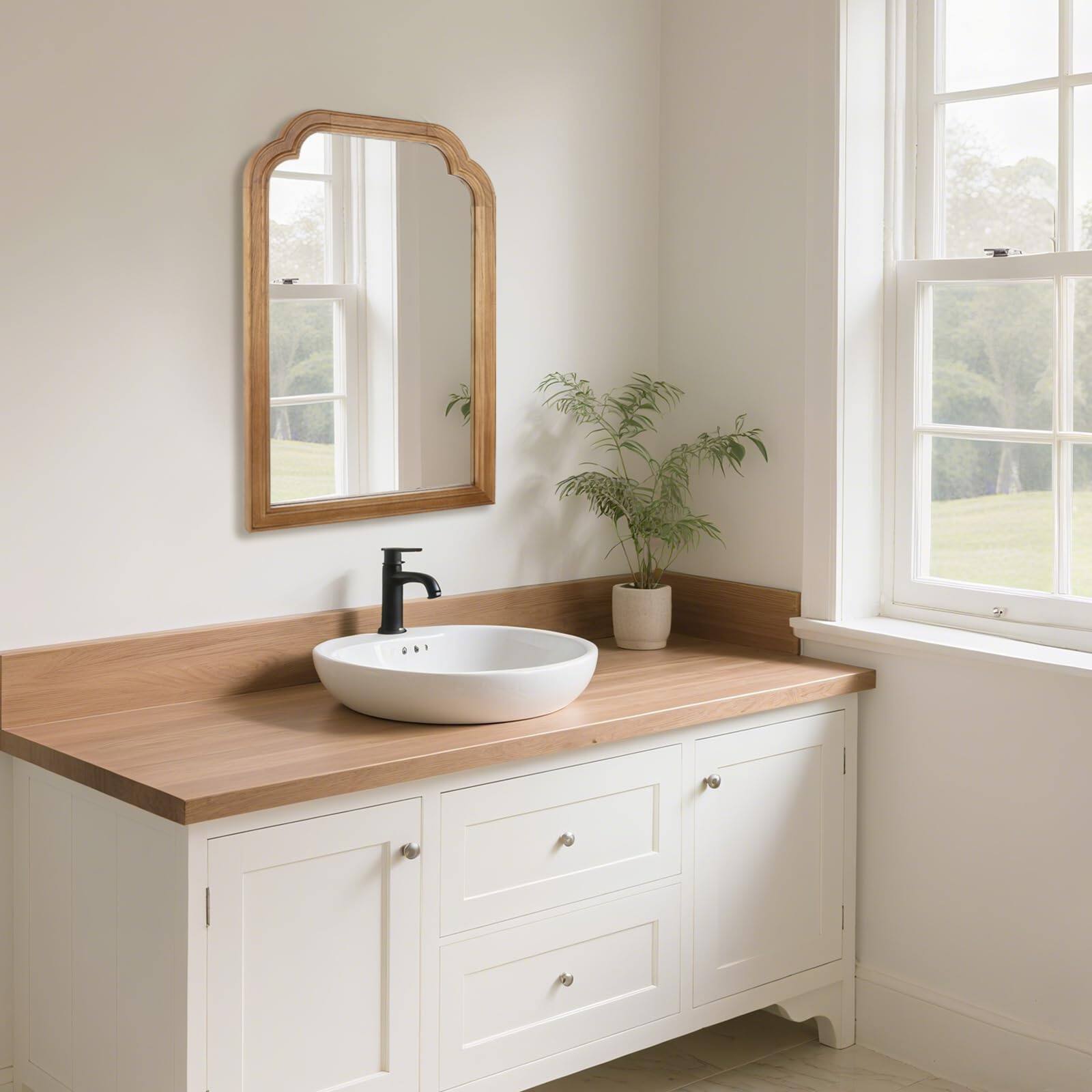 Alt View 6. TECH SAFARI - Wood Bathroom Mirror For Wall Decorative With Rustic Wooden Frame Living Room Vanity Bedroom Entryway Farmh - Black 20"L x 20"W.