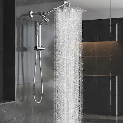 Front. Dazzed Corner - 10'' All-Metal Rain Shower Head & Handheld Combo - Chrome.