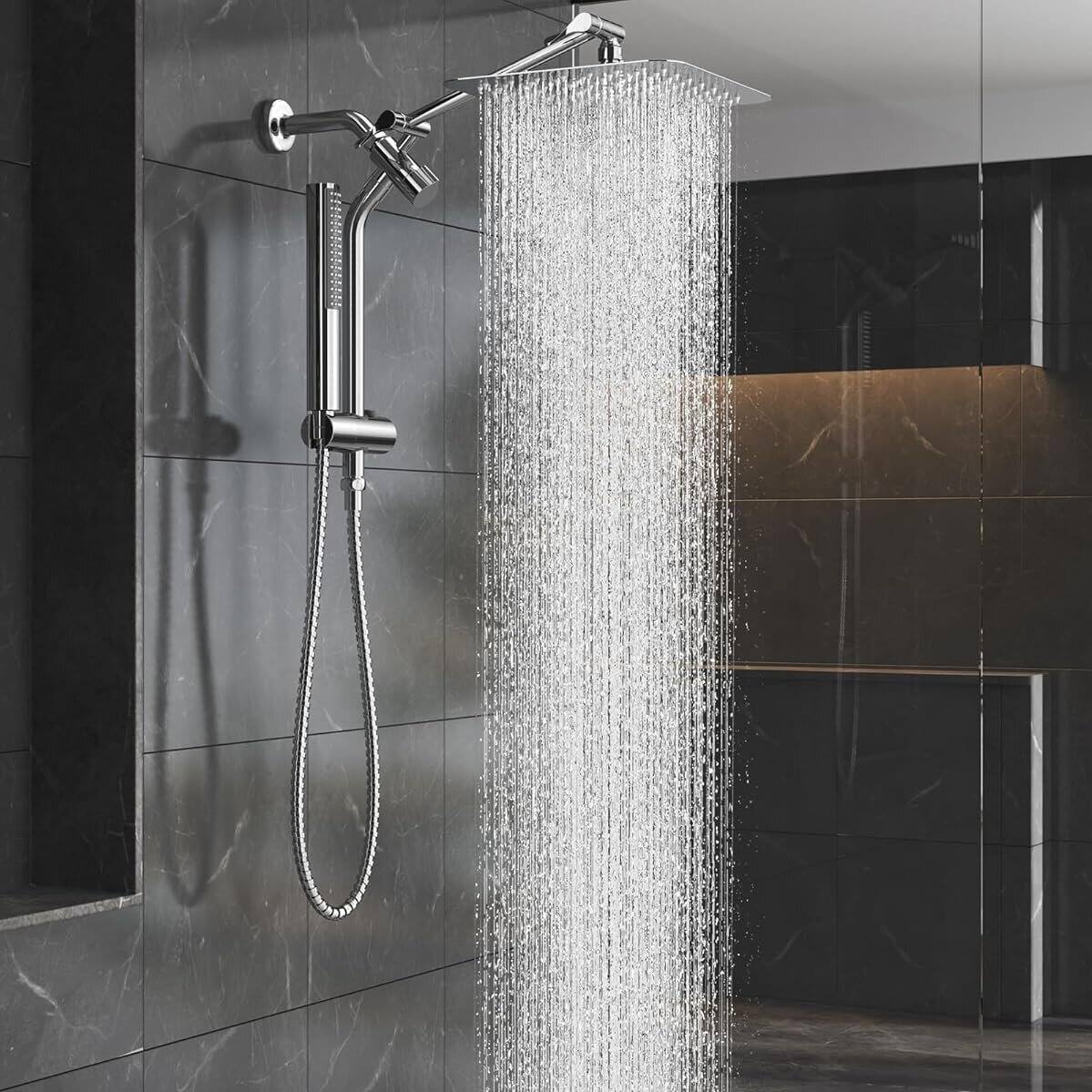 Front. Dazzed Corner - 10'' All-Metal Rain Shower Head & Handheld Combo - Chrome.