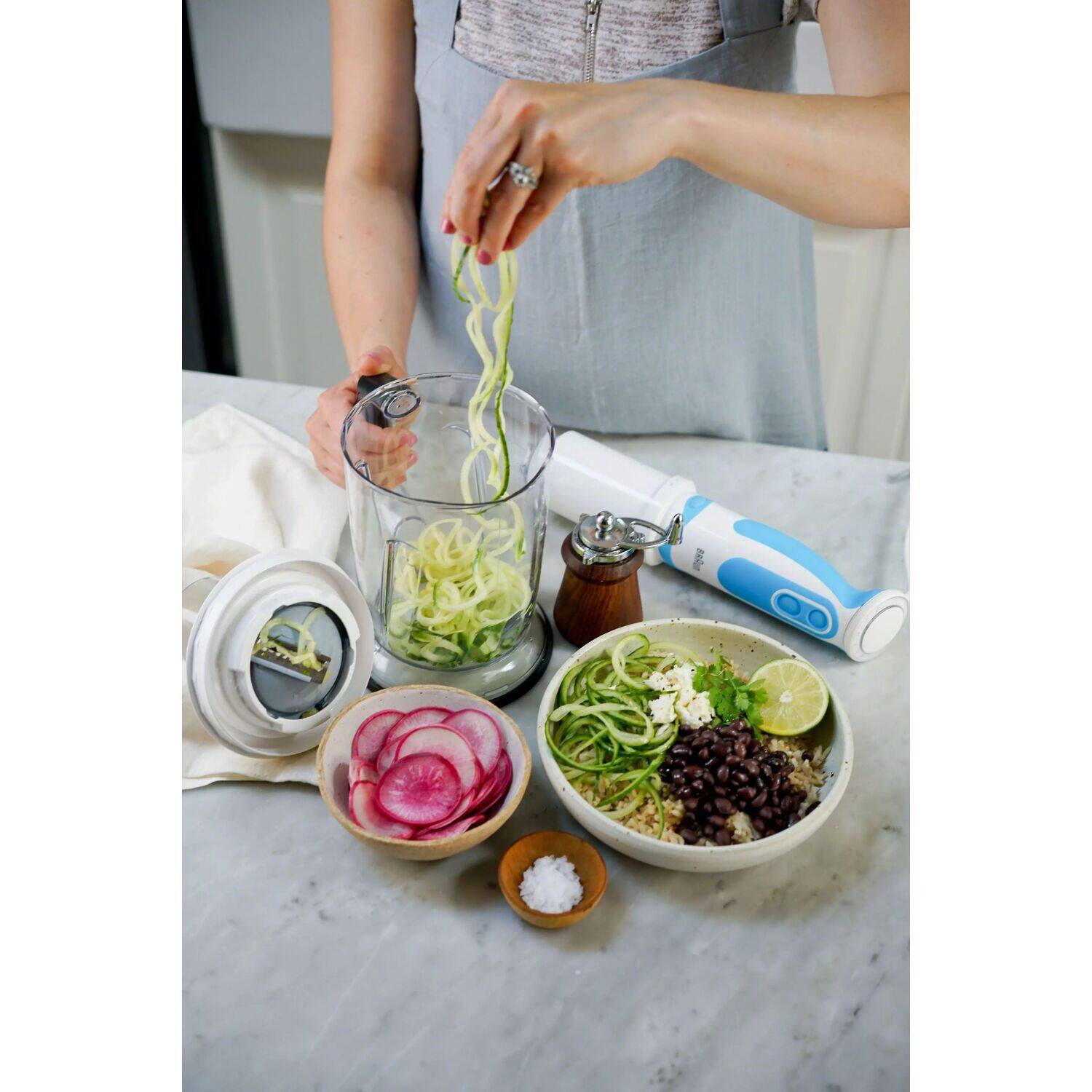 Alt View 11. Braun - MultiQuick Smart-Speed Hand Blender with 500 Watts of Power, Whisk, Masher, and 6-Cup Food Processor - Stainless Steel.