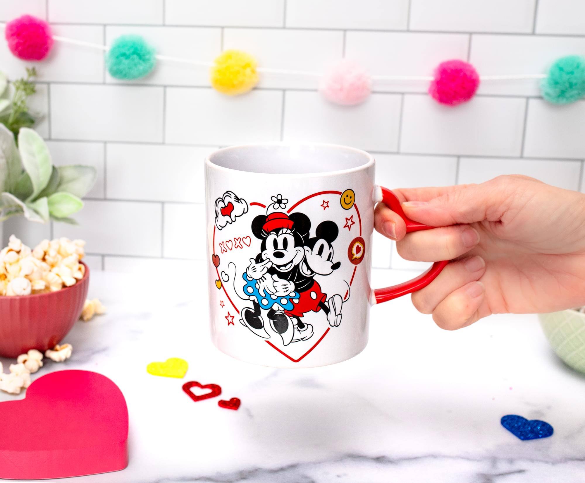 Alt View 3. Disney - Disney Mickey and Minnie Mouse Icons 20-Ounce Ceramic Mug With Sculpted Handle - Red.
