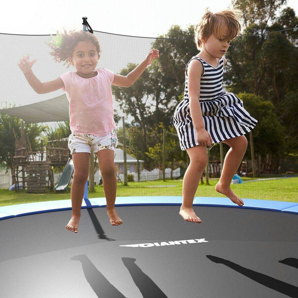 Alt View 3. Resenkos - 14 FT Trampoline with Enclosure Combo - Outdoor Bounce Jump Recreational Equipment - Blue and Black - Blue and Black.