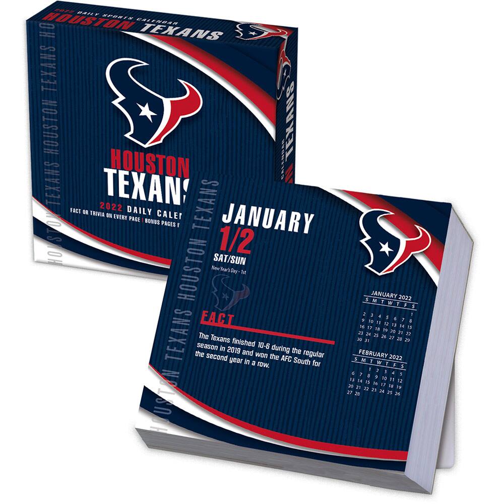 **Houston Texans 2022 Daily Calendar**

**January 1/2 SAT/SUN**

**New Year's Day - 1st**

**FACT**

The Texans finished 10-6 during the regular season in 2019 and won the AFC South for the second year in a row.

**January 2022**

S M T W T F S

1 2 3 4 5 6 7

8 9 10 11 12 13 14

15 16 17 18 19 20 21

22 23 24 25 26 27 28

29 30 31

**February 2022**

S M T W T F S

1 2 3 4 5

6 7 8 9 10 11 12

13 14 15 16 17 18 19

20 21 22 23 24 25 26

27 28


