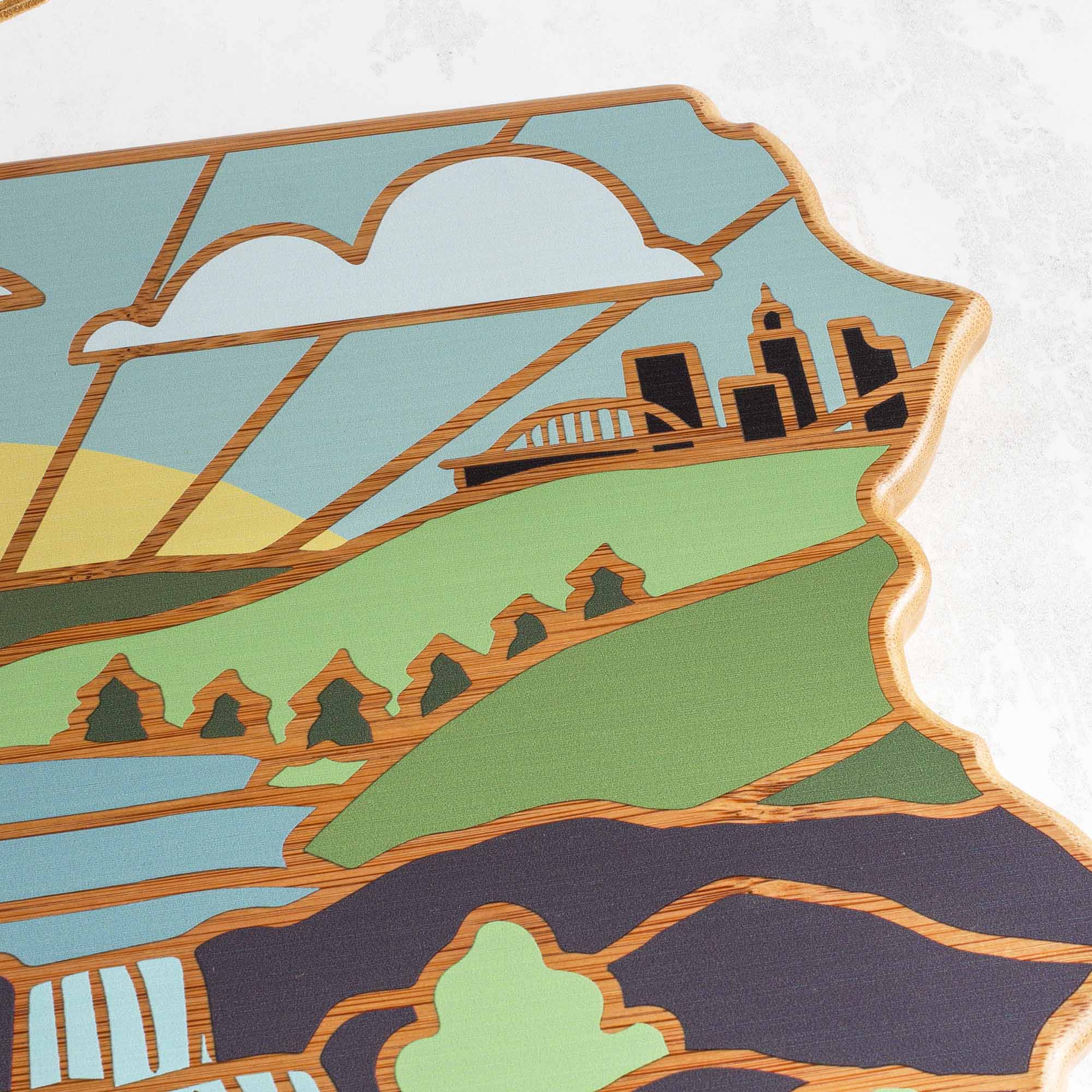 Alt View 1. Totally Bamboo - Pennsylvania Cutting Board with Artwork by Summer Stokes.