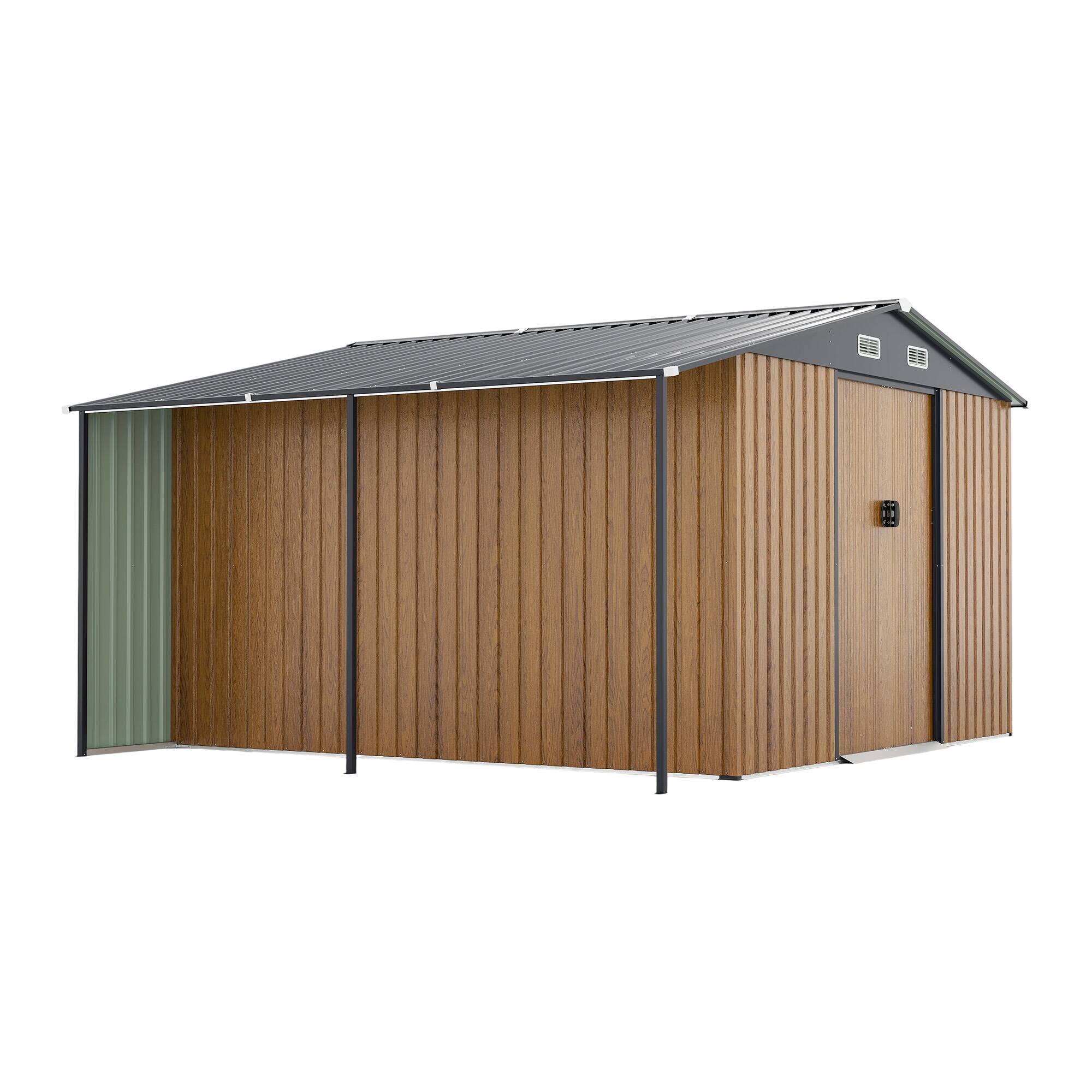Alt View 10. Loheer - Loheer 10x12 Outdoor Storage Shed Extra Large Metal Garden Shed with Firewood Bay.