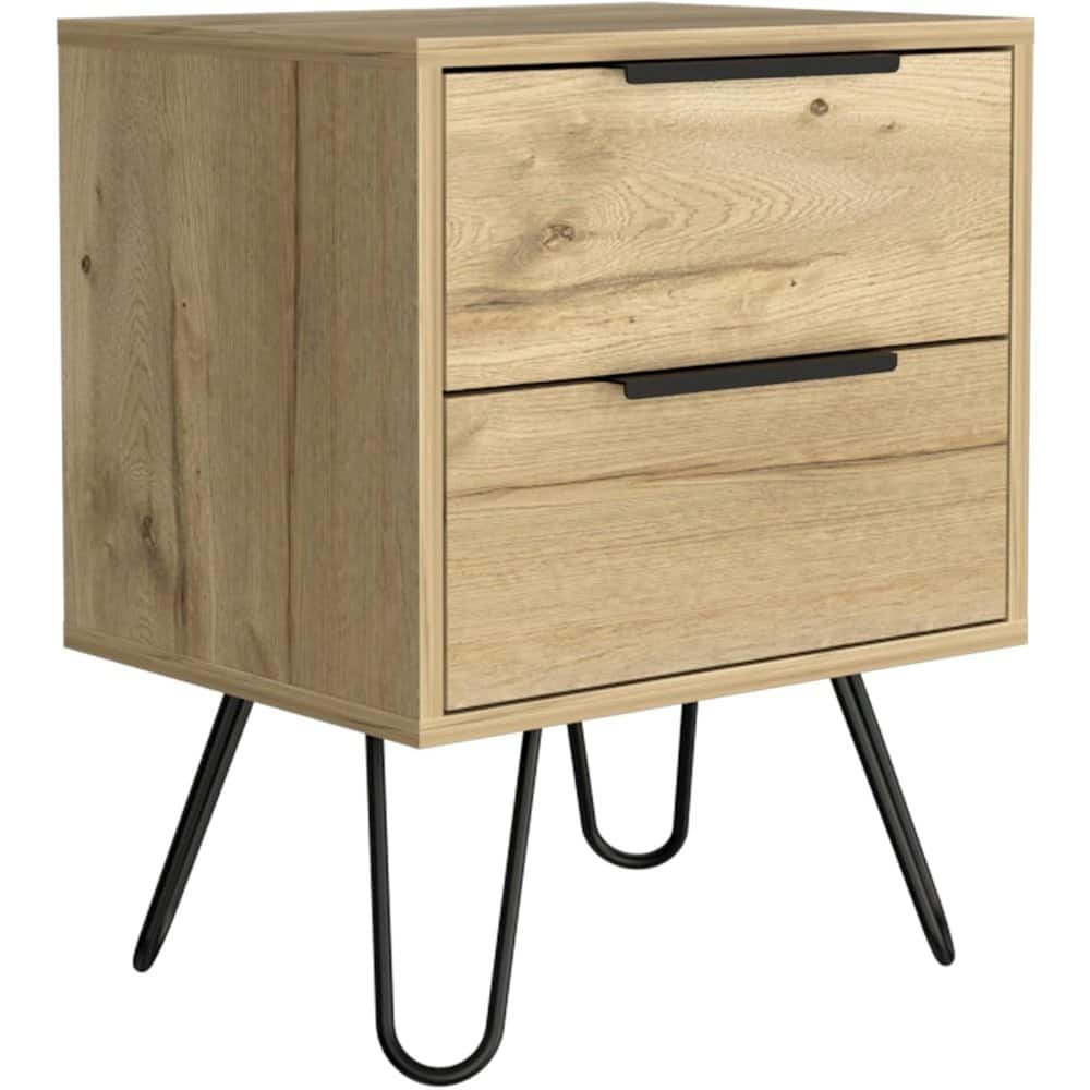 TuHome - Augusta 2 Nightstand Light Oak MDF - Brown