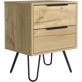 TuHome - Augusta 2 Nightstand Light Oak MDF - Brown