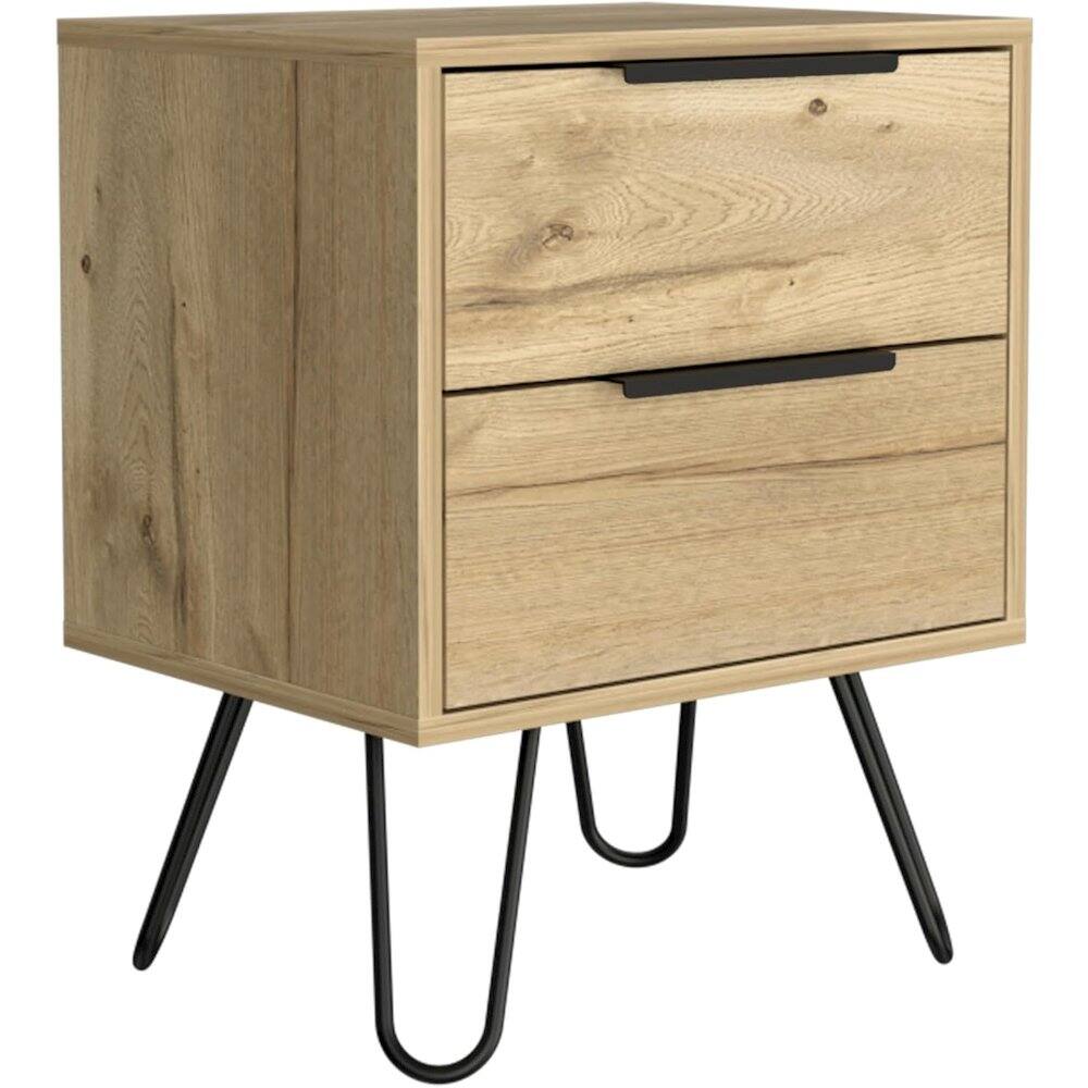 Front. TuHome - Augusta 2 Nightstand Light Oak MDF - Brown.