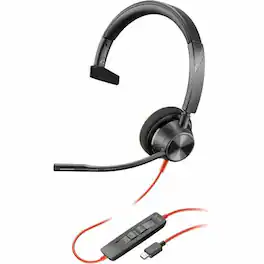 HP - Poly Blackwire 3310 Monaural USB-C Headset + USBC/A Adapter - Mono - USB Type C, Mini-phone (3.5mm) - Wired - 32 Ohm - O - Black