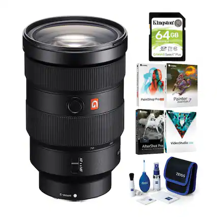 - Kingston 64GB SDXC UHS-I CANVAS Select Plus
- PaintShop Pro 2019
- Painter Essentials 7
- AfterShot Pro
- VideoStudio 2019
- Zeiss cleaning kit
- E-mount lens
