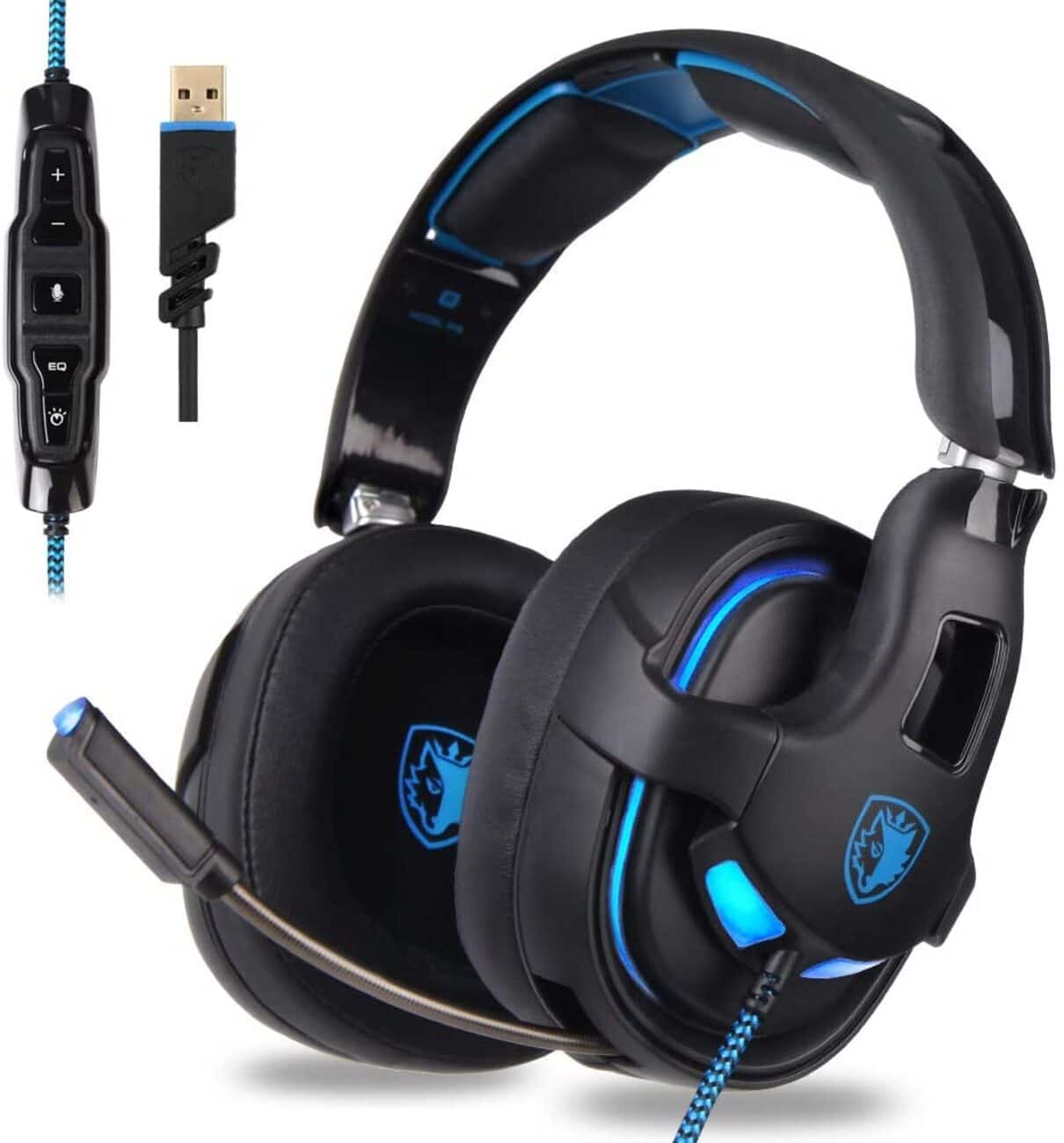 Front. Reiko - Gaming Headset Usb Headset Stereo Over-Ear Gaming Headphones With Microphone Eq Bass Boost Button.