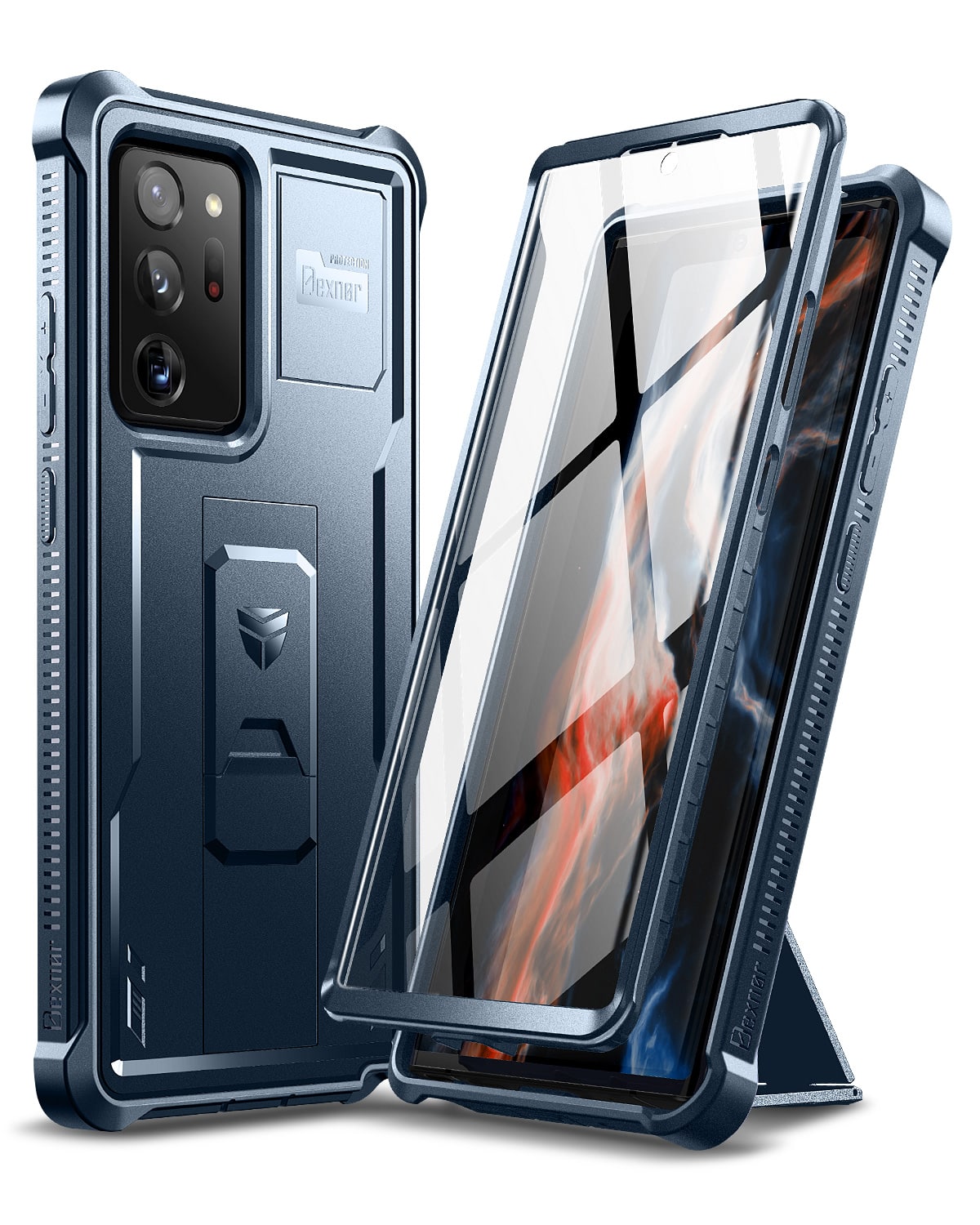 Front. dexnor - Dexnor for Samsung Galaxy Note 20 Ultra 5G Case, [Built in Screen Protector and Kickstand],Navy Blue - Navy Blue.