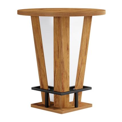 Front. Kadyn - Kadyn Wooden Round Bar Table, High Top Pub Dining Set, Ideal for Home Bar, Kitchen, Living Room, Brown - Brown.