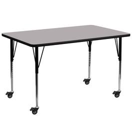 Emma + Oliver - Mobile 30x72 Rectangle Laminate Adjustable Activity Table - Gray