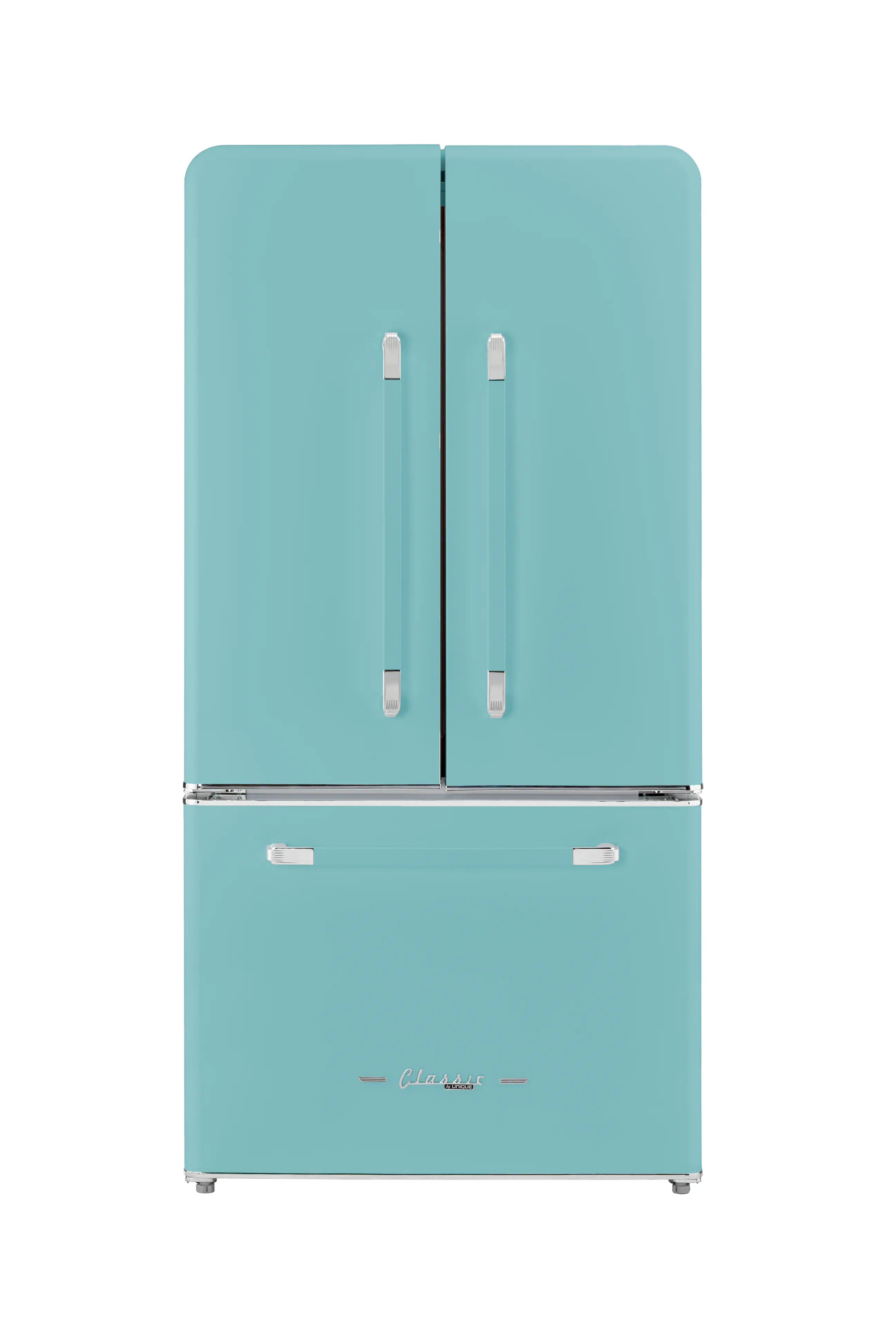 Unique Appliances - Classic Retro 36-inch 21 cu.ft. Counter Depth French Door Refrigerator - Ocean Mist Turquoise