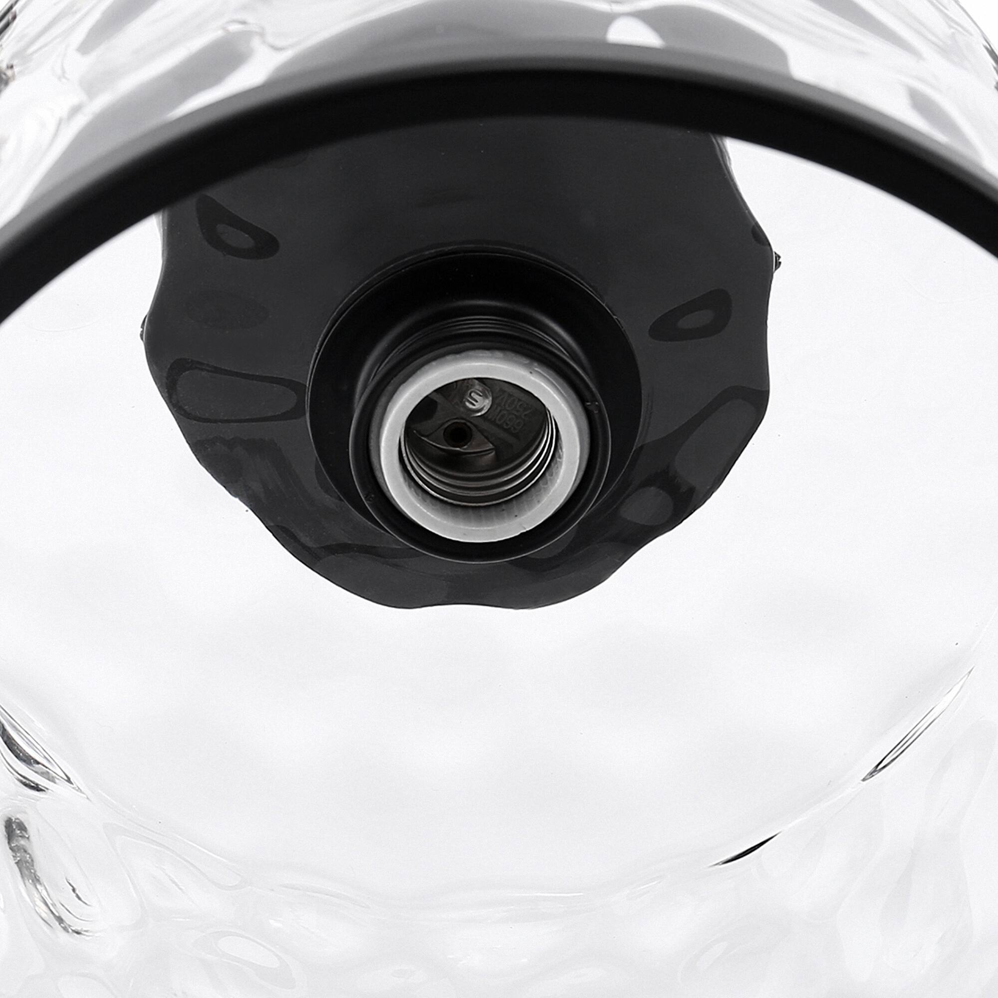 Alt View 2. Jandcase - JANDCASE 1-Light Black Semi-Flush Mount Ceiling Light, Wave Glass Shade, E26 Socket, Non-Integrated Bulbs, for Hallway - Black.