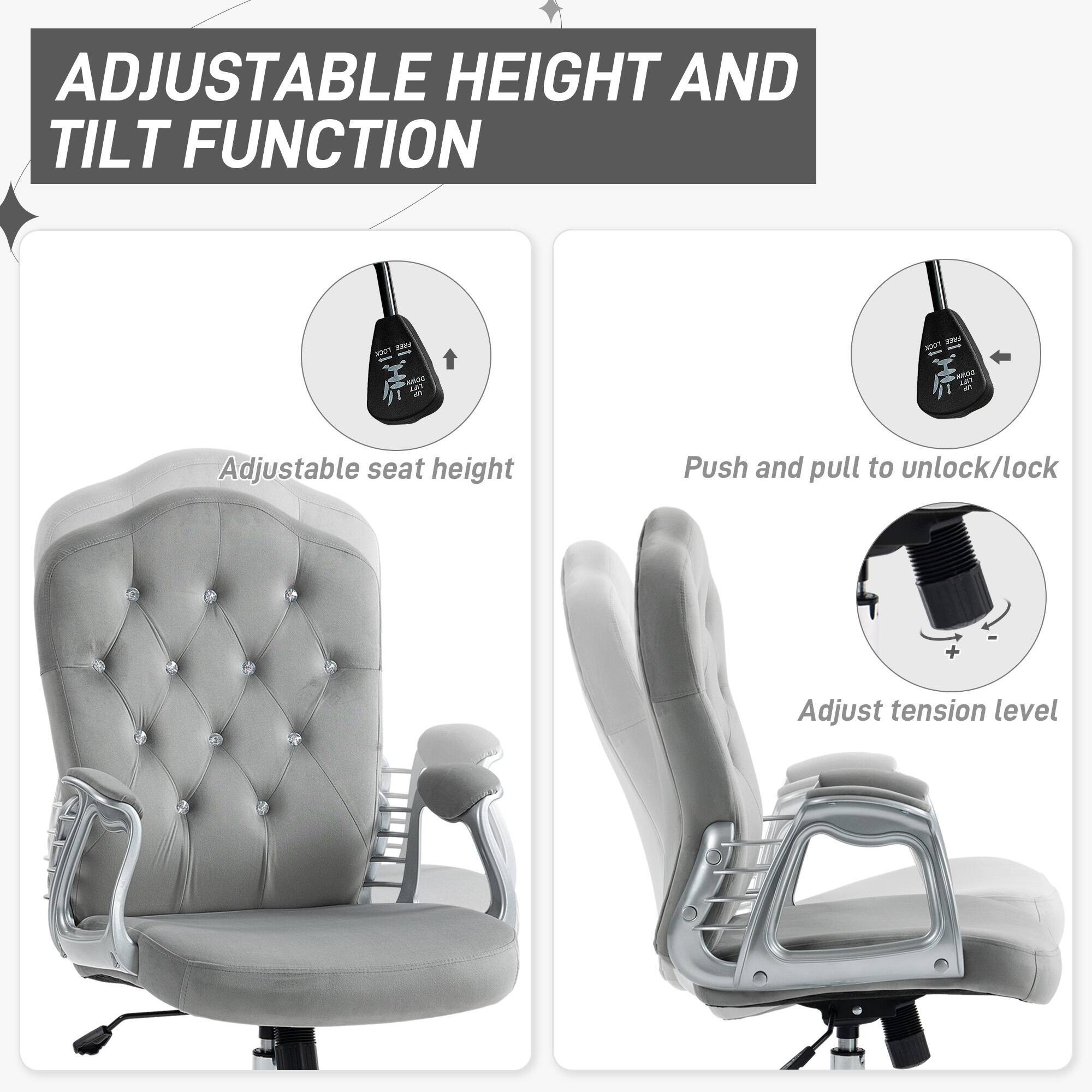 ADJUSTABLE HEIGHT AND TILT FUNCTION

Adjustable seat height
Push and pull to unlock/lock
Adjust tension level