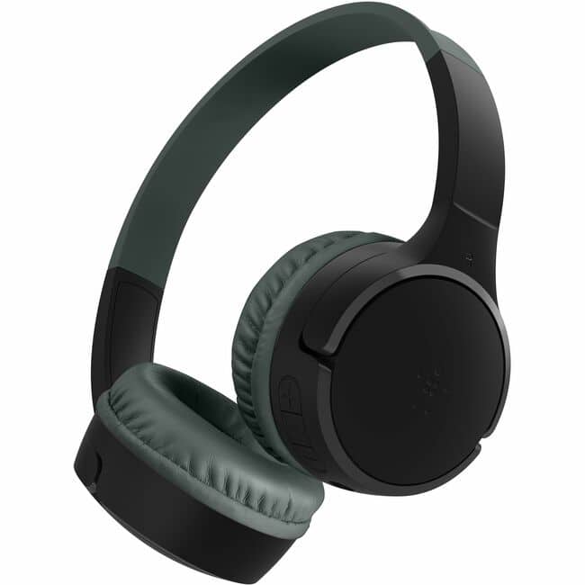 Belkin - Wireless Bluetooth On-Ear Headphones for Kids w/ Mic - 85dB Limit - w/ USB-C Cable - Headset - Stereo - Black