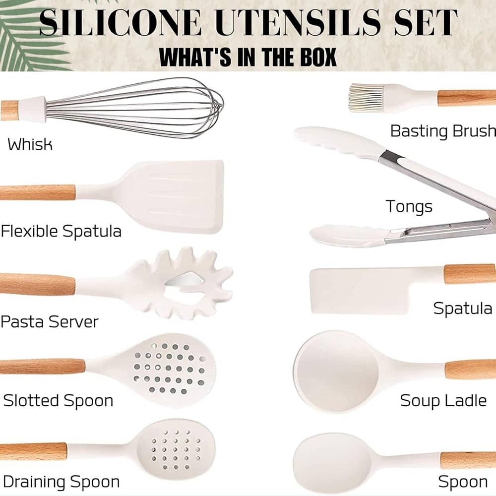 RTMB - 11 pieces of silicone cooking utensils with silicone spatulas for baking - White