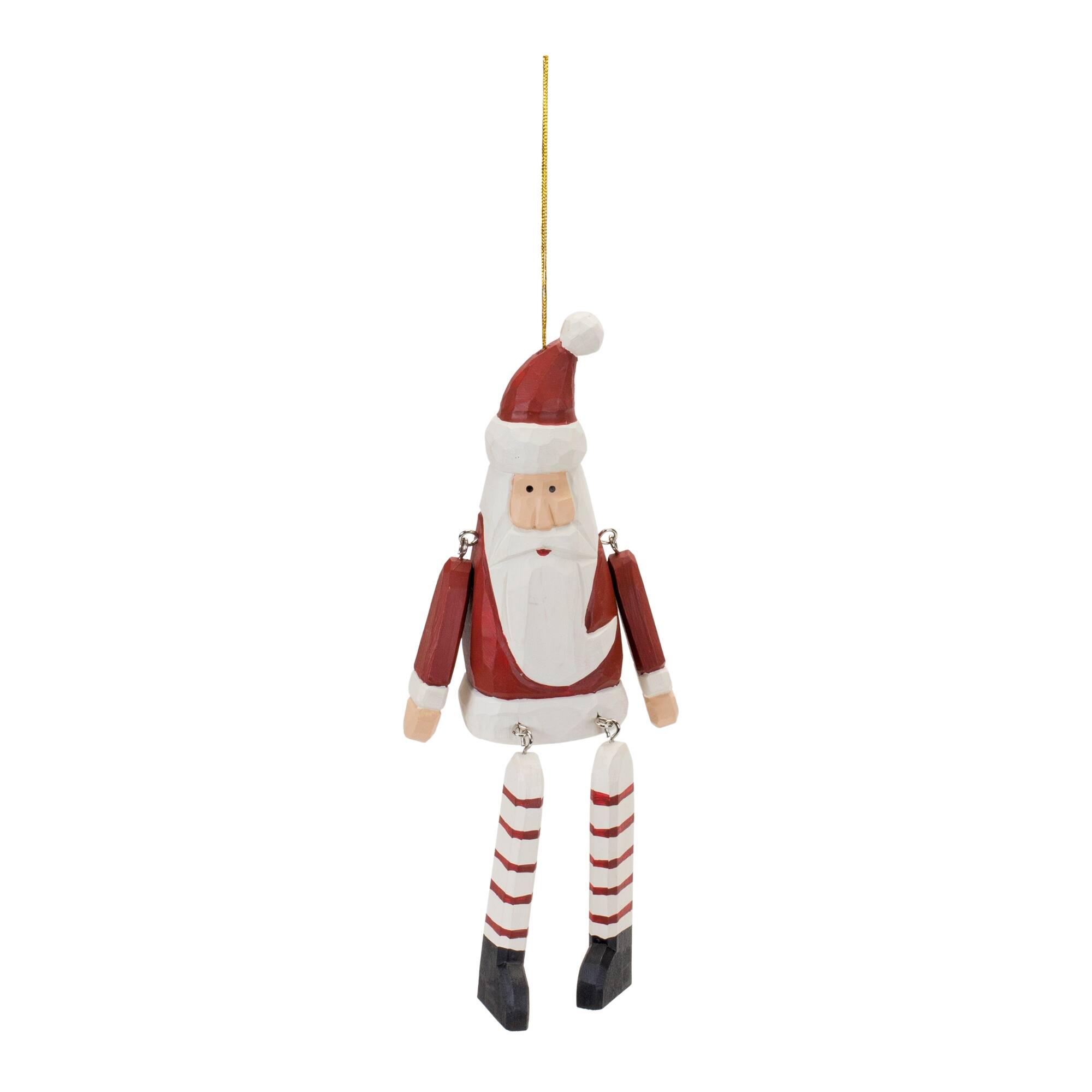 Angle. BreeBe - Dangle Santa Ornament (Set of 6) - Red, White.