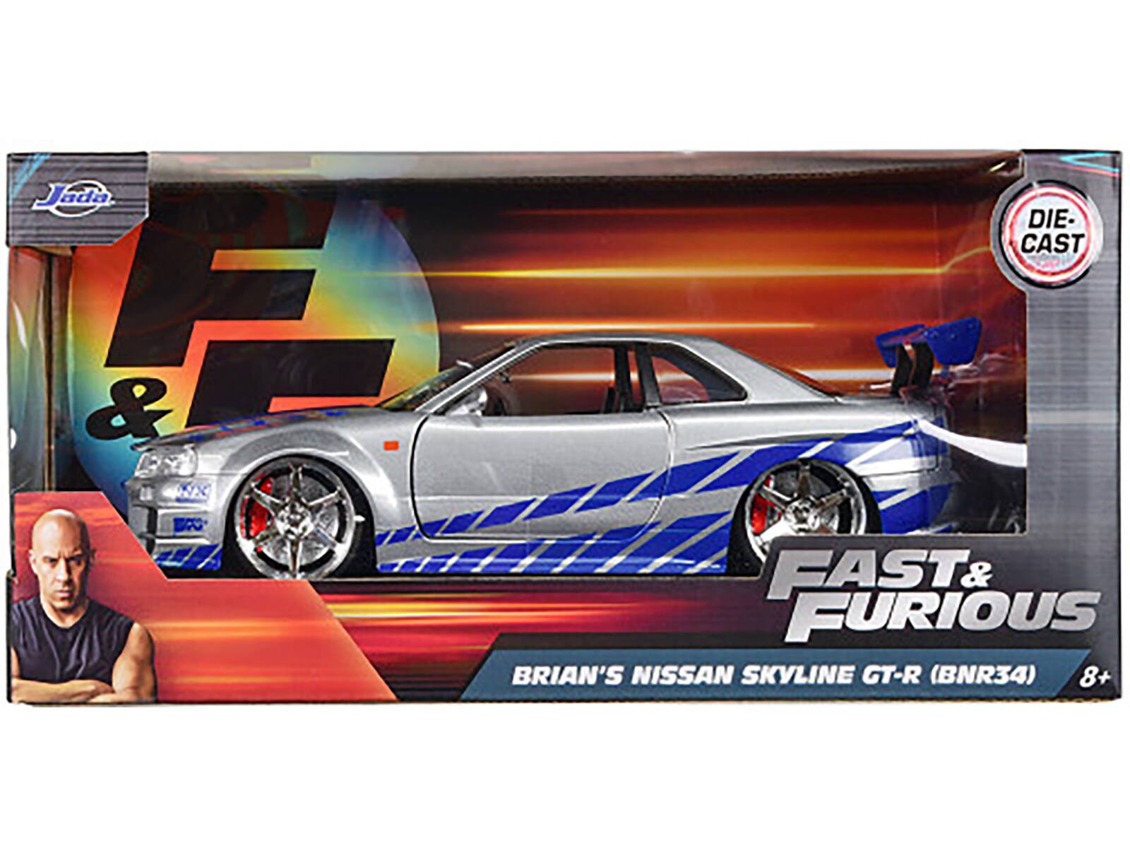 Jada DIE-CAST  
FAST & FURIOUS  
BRIAN'S NISSAN SKYLINE GT-R (BNR34)  
8+