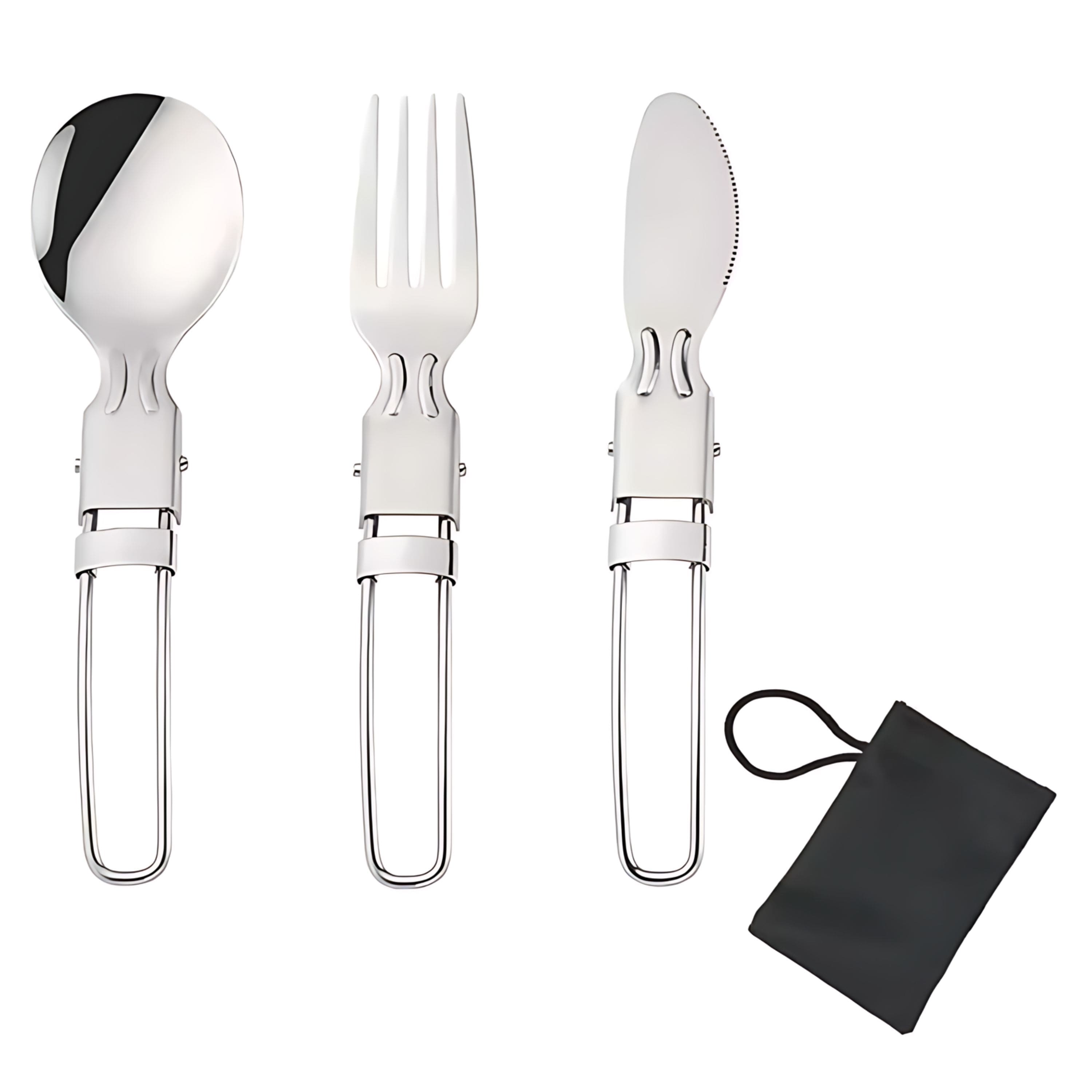 Kitcheniva - Portable Cutlery Set - Folding Spoon, Fork & Knife for Camping, Travel, and Lunch