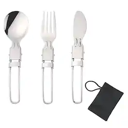 Kitcheniva - Portable Cutlery Set - Folding Spoon, Fork & Knife for Camping, Travel, and Lunch