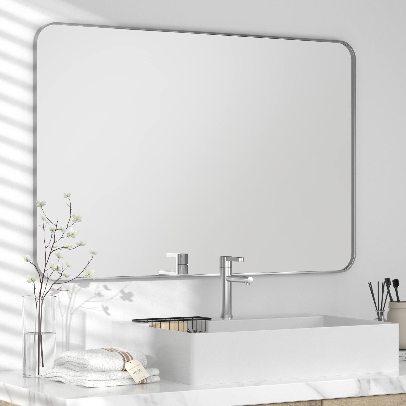 Alt View 1. PAIHOME - Classic Stainless Steel Rectangular Wall Mirror - Waterproof and Rustproof Bathroom Mirrors Modern Mirror - Silver-30x40 Inch.
