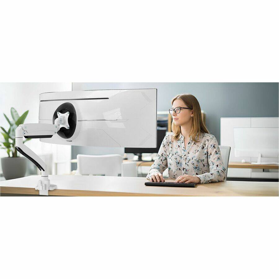 Alt View 6. SIIG Inc - SIIG Single 43" Monitor Heavy-Duty Premium Gas Spring Desk Mount - White, VESA 75x75, 100x100, 200x200mm - SIIG Single - White.