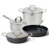Front. Alva - Alva Maestro 7-Piece Stainless Steel Cookware Set – Even Heating, Oven Safe - Silver and Black.