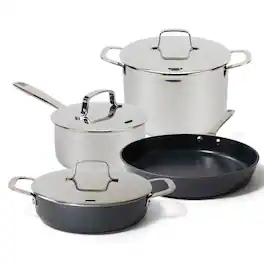 Alva - Maestro 7-Piece Cookware Set - Easy Clean & Oven Safe Non-toxic Cookware - Silver and Black
