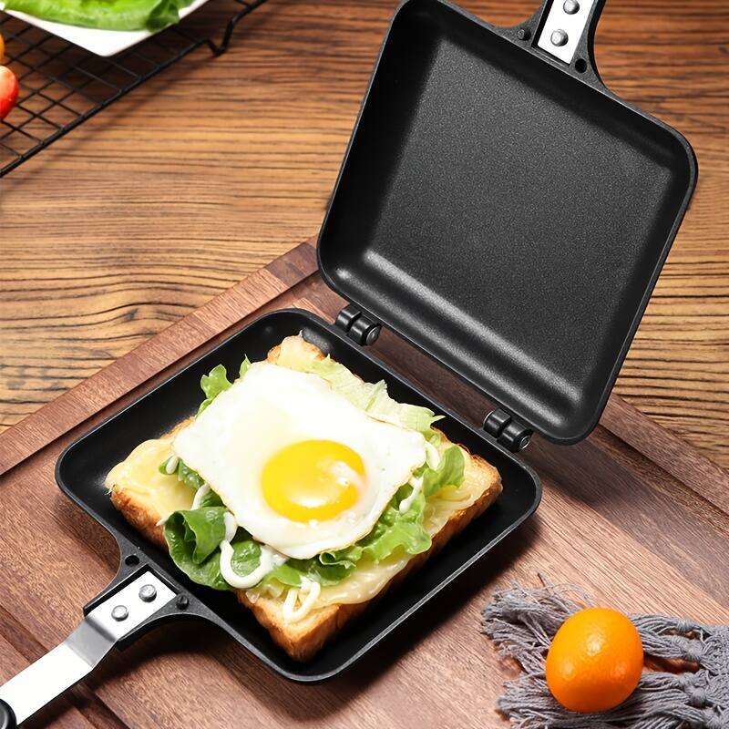 Alt View 2. Tiramisubest - 1pc Sandwich Maker Non-stick Grilled Sandwich Double Sided Frying Pan,Bread Toast Breakfast Pan Omelette Pan - Black.