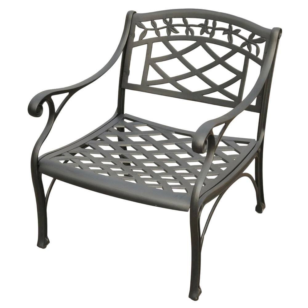 Back. Outdoor Escape - Outdoor black club chair with sturdy armrest and classic design - Black.