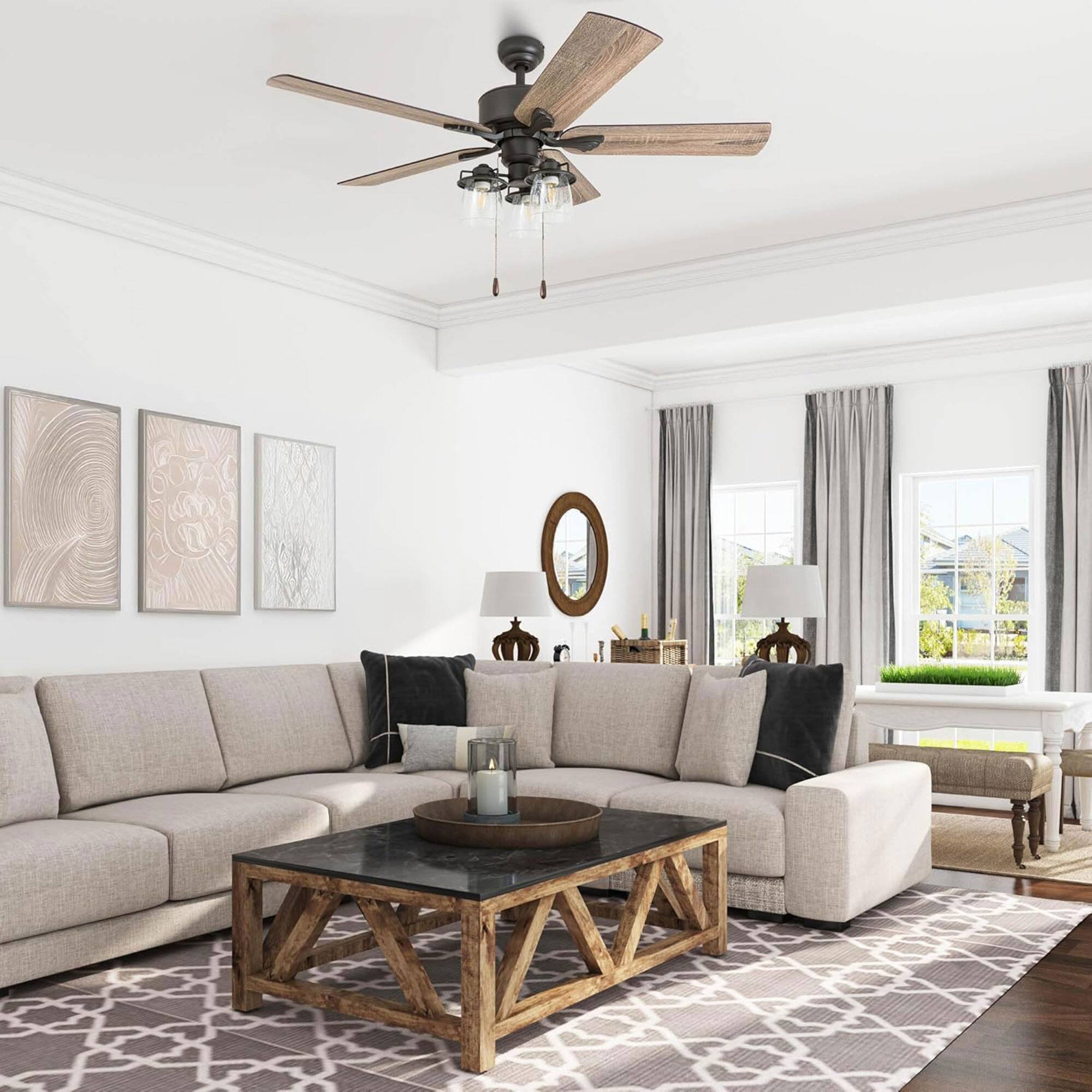 Alt View 4. Prominence Home - Prominence Home River Run 52" Farmhouse Ceiling Fan with Pull Chain, Bronze - Bronze.
