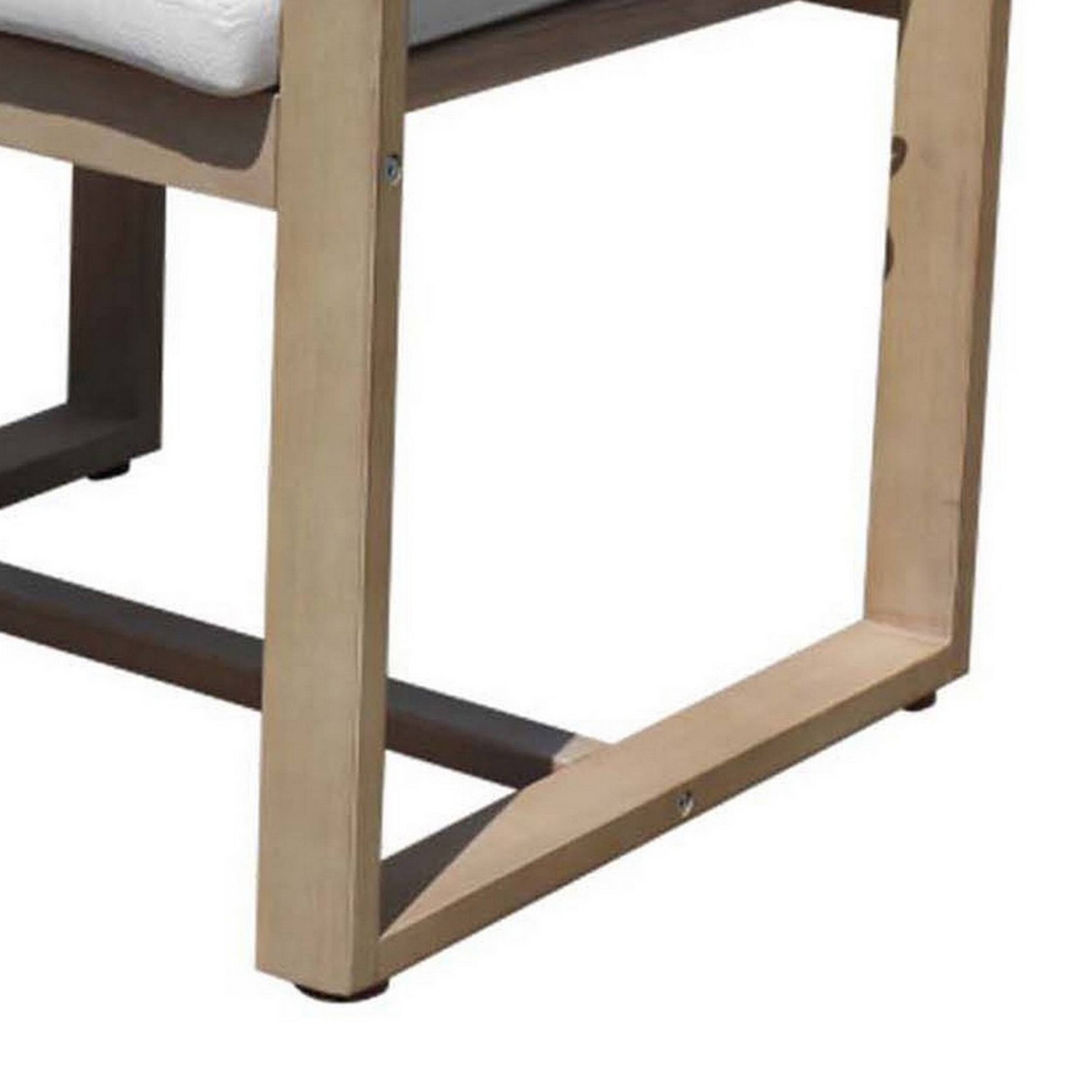 Left. Manhattan Lane - Neji 24 Inch Dining Chair, Natural  Eucalyptus Wood, Thick Cushion - Brown.