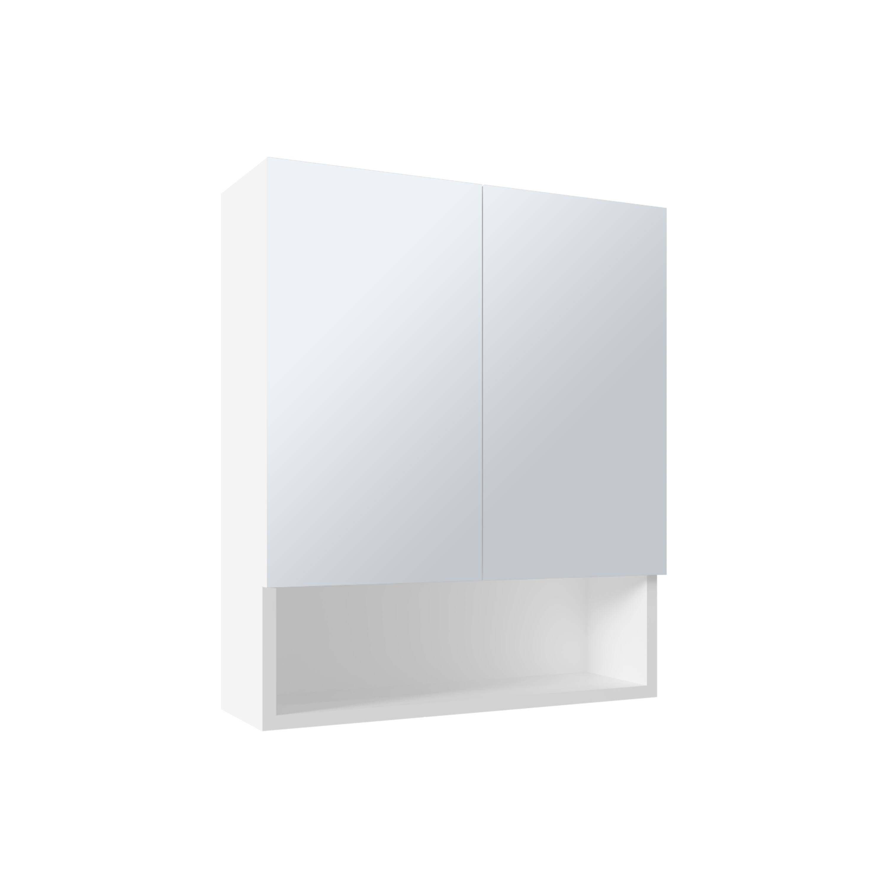 Back. TuHome - Wanna High Double Door Medicine Cabinet With Three Shelves For Bathroom - White.
