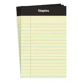 Staples - Staples® Mini Legal Notepad, 3.5" x 5.2", Narrow Ruled, 50 Sheets/Pad, 3/Pack (36312) - Canary
