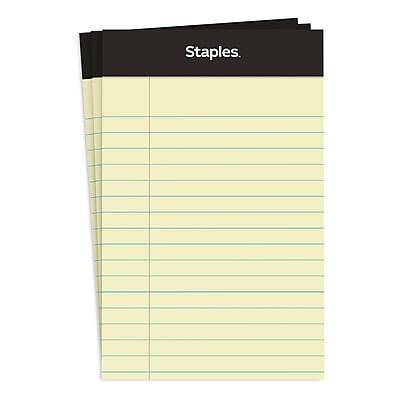 Staples - Staples® Mini Legal Notepad, 3.5" x 5.2", Narrow Ruled, 50 Sheets/Pad, 3/Pack (36312) - Canary