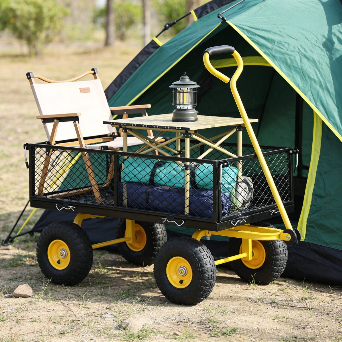 Alt View 8. Loheer - Loheer Heavy Duty Garden Dump Cart with Pneumatic Tires, Metal Utility Wagon, 660 lb Capacity.