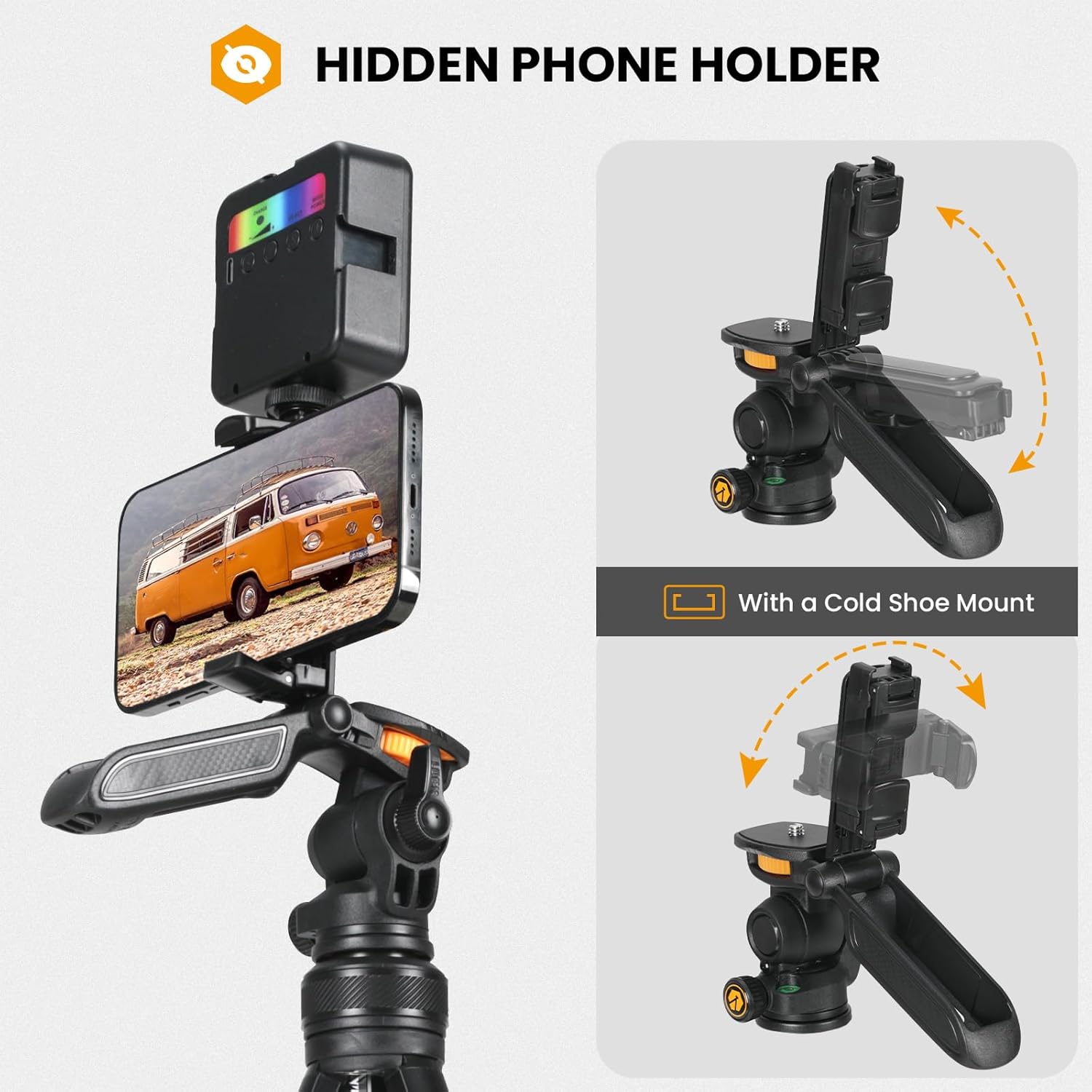 HIDDEN PHONE HOLDER

With a Cold Shoe Mount