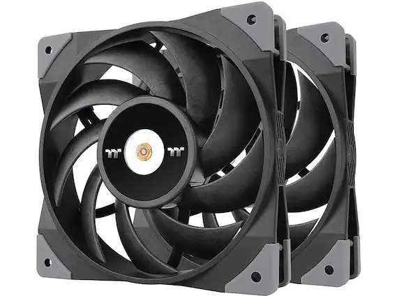 Front. Thermaltake - Thermaltake ToughFan 12 2000 PWM, Metal Hub, Gen.2 Bearing 120mm Fan (2 Pack) CL-F082-PL12BL-A - Black.