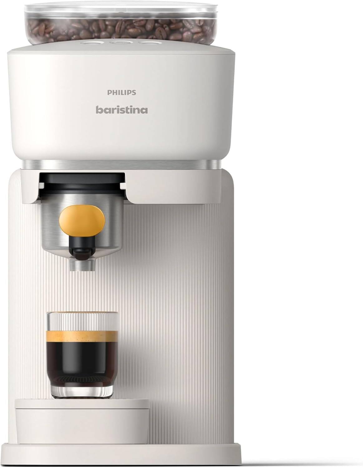 Philips - Baristina Espresso Machine, Automatic Grinder, White with Mango Portafilter (BAR310/50) - White with Mango Handle