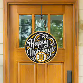 Evergreen Enterprises - 18" Happy Holidays Wooden Round Door Sign - Multicolor